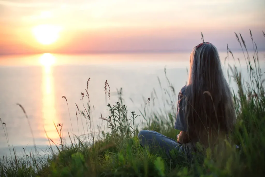 A lady watching sunset. 