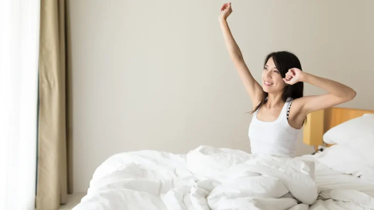 Woman waking up early morning