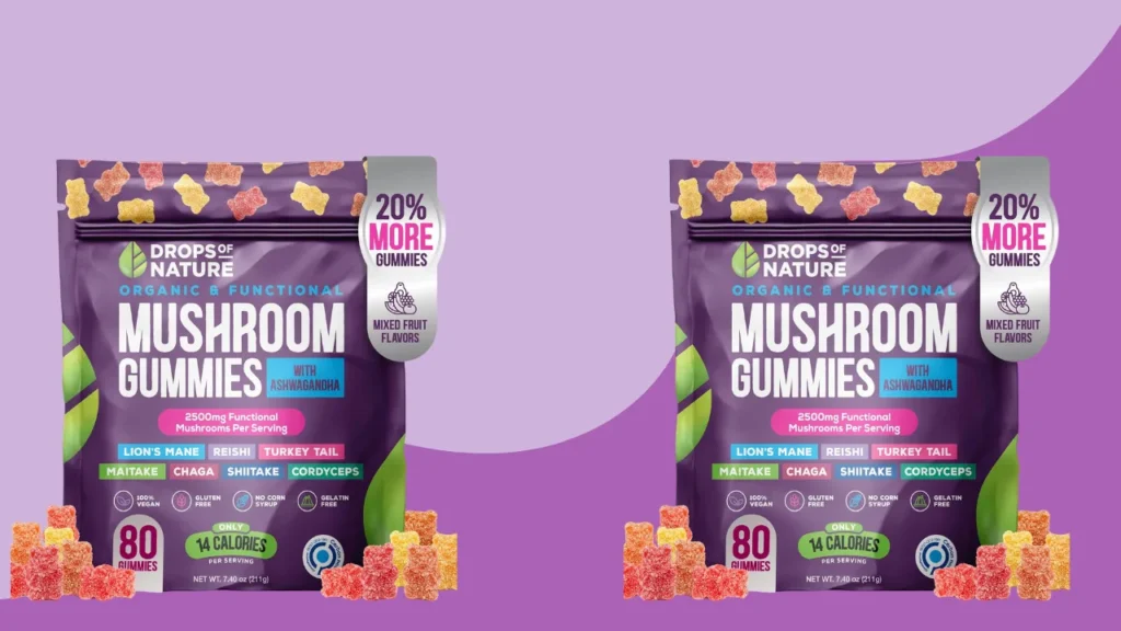 Drops of Nature Ashwagandha & Lion's Mane Supplement Gummies Reviews, Mushroom Gummy