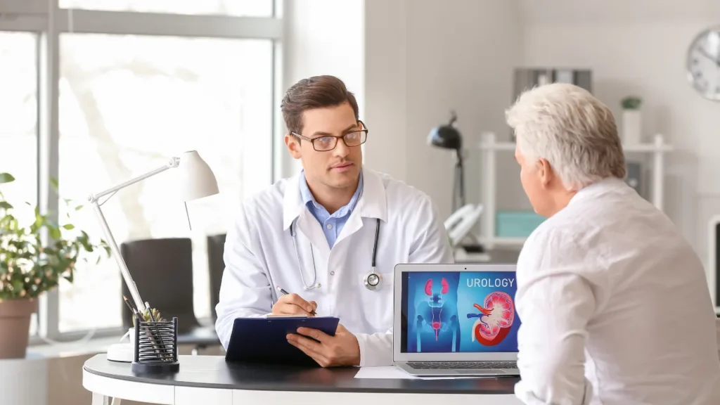 Man consulting with doctor regarding prostate health