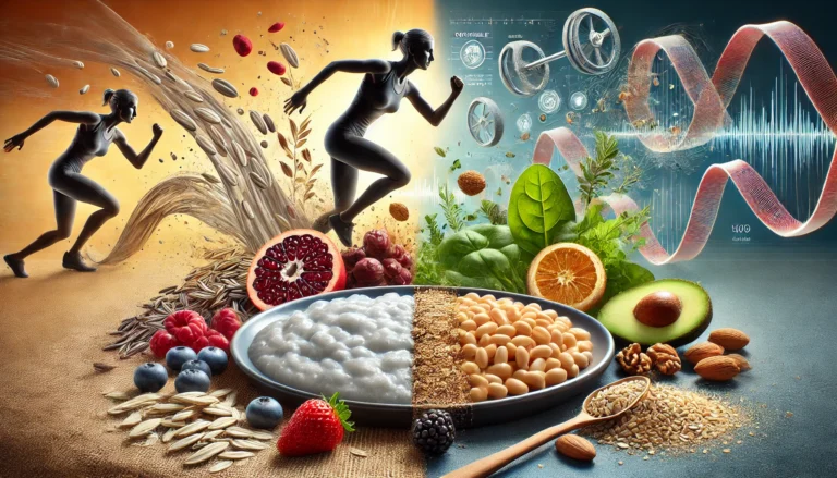 A visual representation of two contrasting plates: one featuring soluble fiber foods like oats and berries, the other with insoluble fiber foods like whole grains and leafy greens, highlighting their textures and digestive benefits.