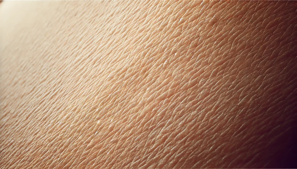 Early Signs of Poisoning on Skin: Symptoms, Causes, and When to Seek Help 1 A close-up of human skin with mild dryness and sensitivity, showcasing a slightly rough texture with subtle redness. The soft lighting highlights the natural texture without exaggeration.