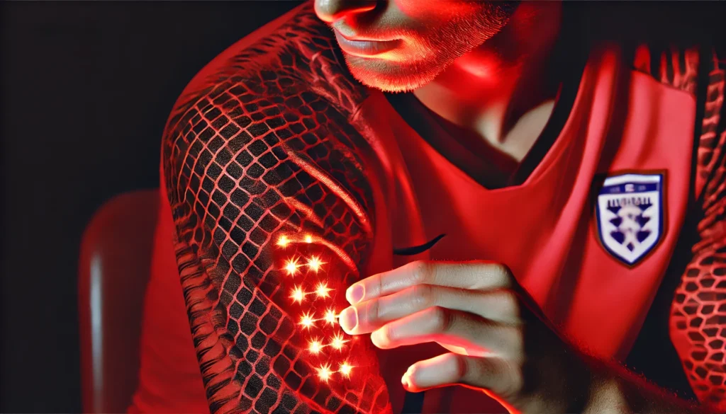 Red Light Therapy for Eczema: How It Supports Athletic Recovery & Skin Regeneration 1 The therapeutic red light enhances skin repair, promoting healing and reducing inflammation, showcasing the potential benefits of red light treatment for eczema.