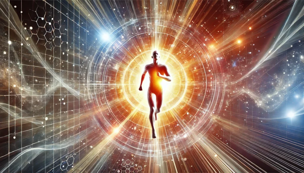 The Benefits of Taking Multivitamin Supplements: How Bioavailable Nutrients Enhance Your Daily Health 3 A dynamic and vibrant representation of a healthy, active person glowing with vitality, symbolizing the positive effects of taking multivitamin supplements. The background radiates energy, wellness, and overall well-being
