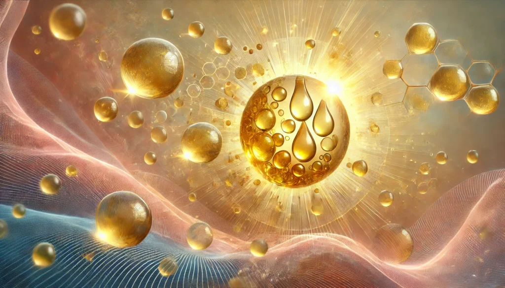 Unlocking the Benefits of the Best Liquid Multivitamin: A Game-Changer for Bioavailable Nutrition 1 An artistic depiction of liquid vitamin molecules, glowing golden droplets merging into cells, symbolizing bioavailability, absorption, and enhanced nutrient delivery