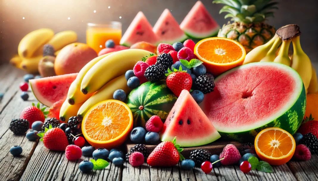 A colorful fruit smoothie bowl with mixed berries, kiwi slices, banana pieces, and chia seeds, presented with a gym towel and water bottle, ideal for athletic recovery