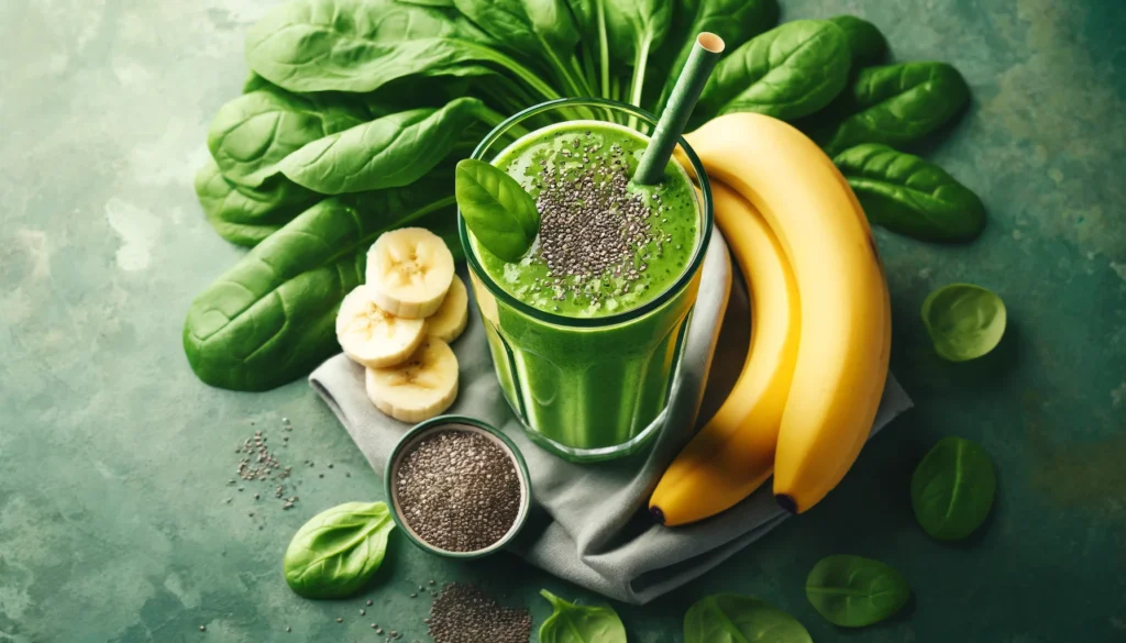 Best Post Run Recovery Drink: Top Choices for Faster Athletic Regeneration 1 Nutrient-rich green smoothie with spinach, banana slices, and chia seeds, perfect for faster post-run athletic recovery
