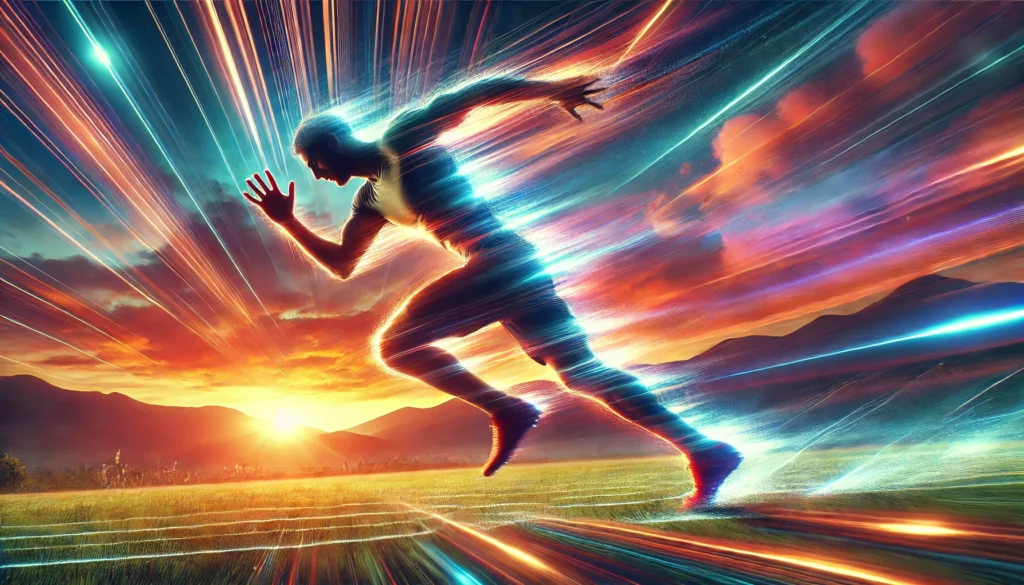 Boost Your Athletic Recovery: How the Best Pre Workout Powder Enhances Performance and Regeneration 3 Athlete sprinting outdoors at sunset with motion blur depicting speed and power, symbolizing vitality and enhanced athletic performance