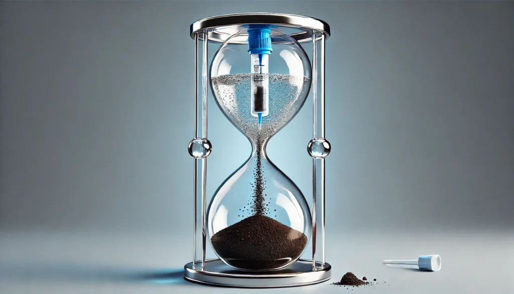 Best Way to Pass a Drug Test: Effective Detox Strategies for a Clean Result 3 A symbolic representation of detoxification, featuring a transparent hourglass with clear water at the top and dark toxins draining out at the bottom, illustrating the passage of time and the cleansing process
