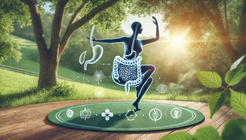 How Long Does It Take to Clean Out Your Colon? A Complete Guide to Safe and Effective Detoxification 3 A person practicing yoga outdoors in a peaceful natural setting, symbolizing relaxation, detoxification, and the connection between movement and colon health. The lush greenery and soft sunlight enhance the serene and cleansing atmosphere