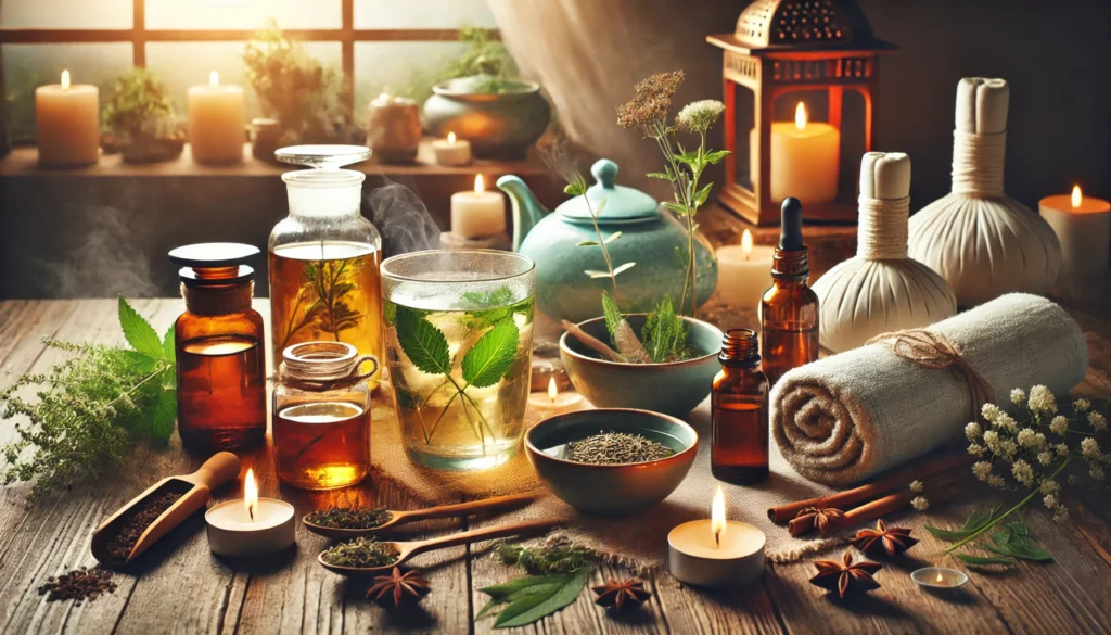 Detox Your Body Naturally: How the Best Belly Fat Burner Supplement Supports Weight Loss & Wellness 2 A peaceful spa-like setting with herbal tea, candles, and essential oils, representing relaxation, detoxification, and overall wellness