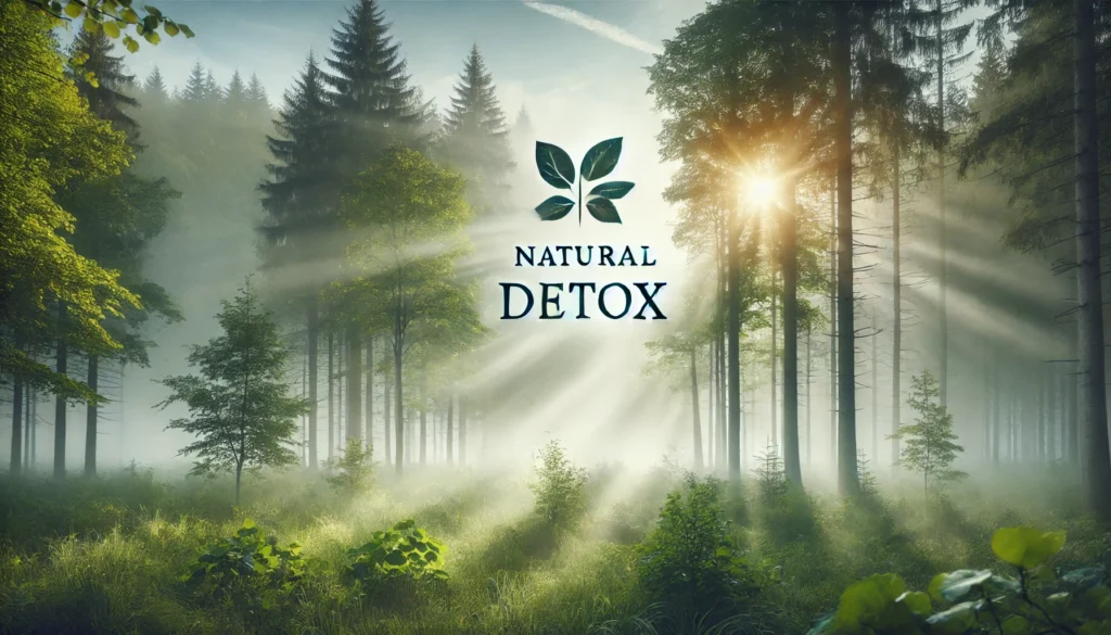 Pure Body Detox: How Spray Detox Can Support Heavy Metal Cleansing for Optimal Wellness 1 Misty forest at sunrise with sunlight filtering through trees, symbolizing cleansing and renewal for detoxification