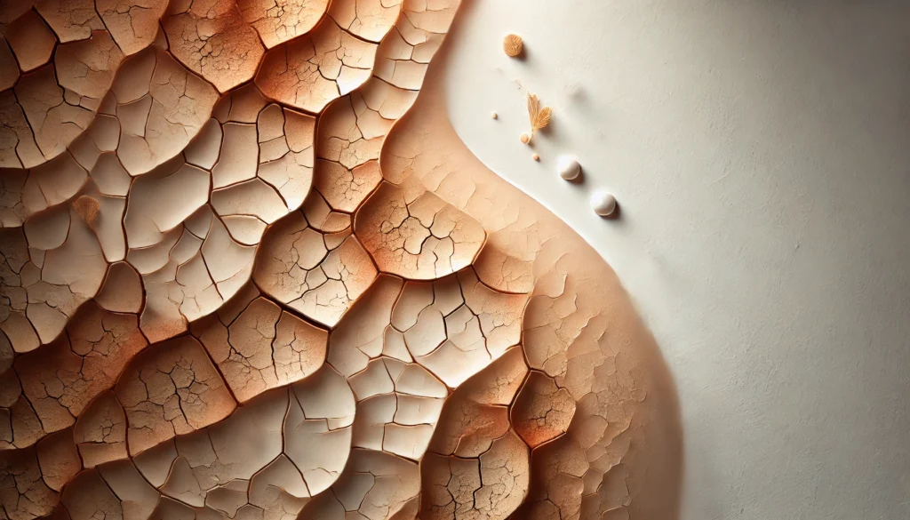 Early Signs of Poisoning on Skin: Symptoms, Causes, and When to Seek Help 3 An artistic depiction of cracked earth blending into a smooth surface, symbolizing dry and sensitive skin. Warm, neutral tones and soft lighting illustrate the contrast between hydration and dryness.