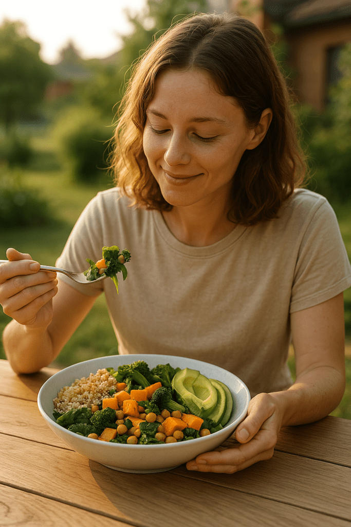 What Can a Vegan Eat? Smart, Healthy Vegan Meal Ideas for a Balanced Plant-Based Lifestyle 3 A high-resolution photograph captures a large green smoothie in a clear mason jar with a stainless steel straw, set on a dark wooden surface. Surrounded by wholesome vegan ingredients like kale, avocado, pumpkin seeds, and oats, the scene is illuminated by moody, directional lighting with deep shadows, highlighting the nutrient-rich components of a plant-based diet in a bold, dramatic style.