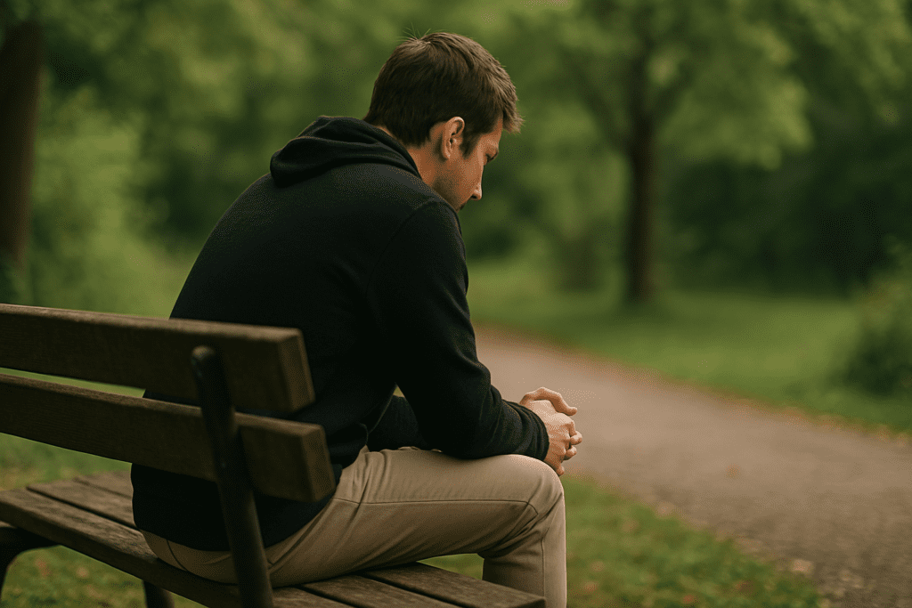 Top 10 Anti-Inflammatory Foods to Add to Your Plant-Based Diet for Better Health 3 A person sits in quiet reflection on a wooden park bench, surrounded by lush greenery. The natural light creates a serene atmosphere, emphasizing the contemplative mood of the moment.