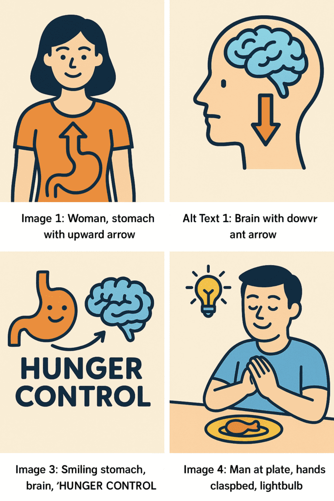 Gut brain hunger control illustration flat vector