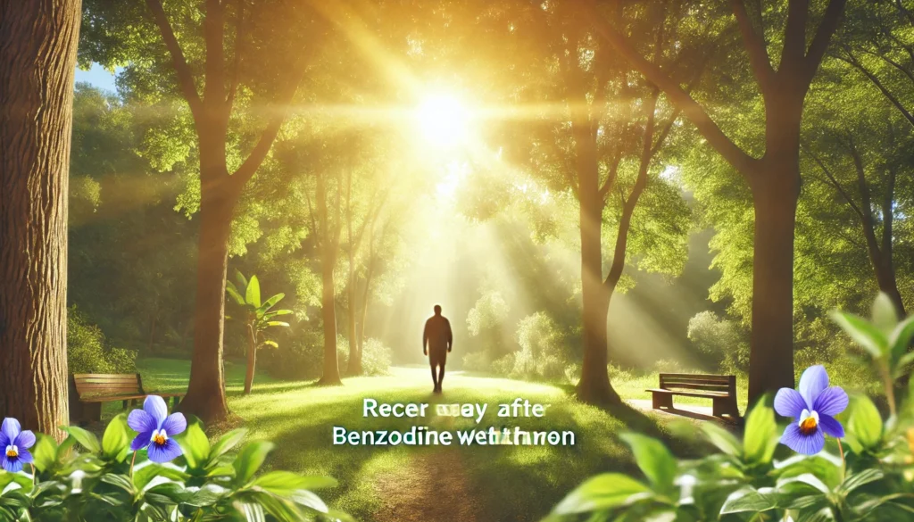 How to Safely Navigate Benzodiazepine Withdrawal: A Medically-Supported Benzo Detox Protocol 3 A peaceful outdoor scene of a person walking through a lush green park, symbolizing recovery after benzodiazepine detox. Sunlight filters through the trees, creating a warm and hopeful atmosphere