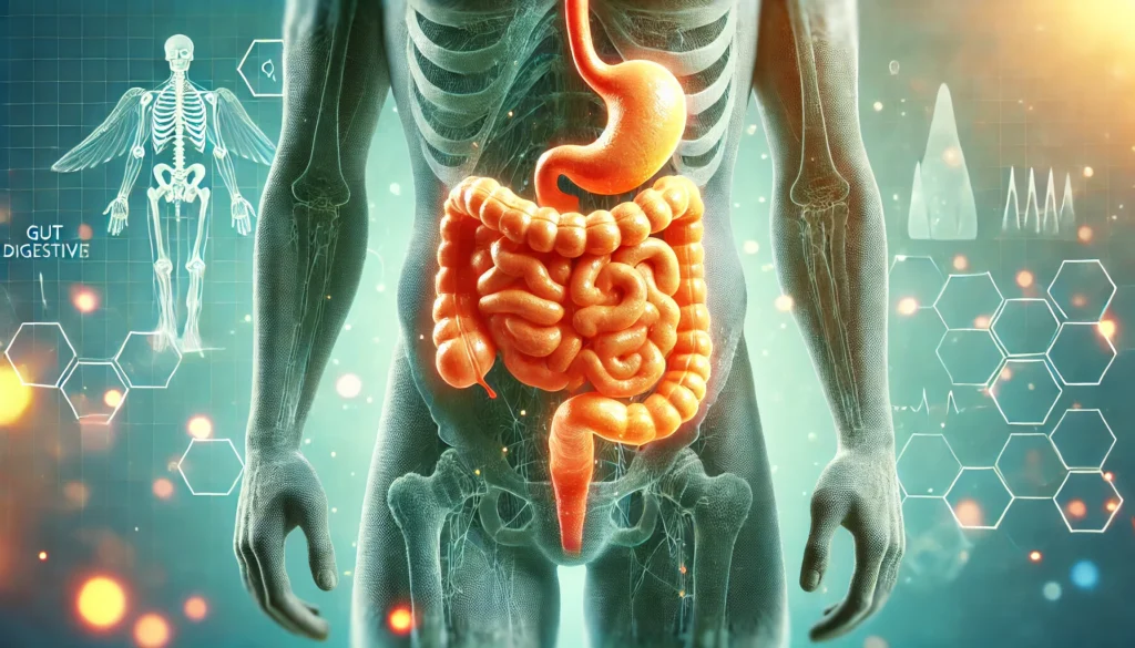 Are There Inno Cleanse Side Effects? What You Need to Know About Safety and Effectiveness 1 A conceptual image of digestive health, showing a clean and refreshed human digestive system with glowing intestines, symbolizing detoxification and gut health. The background has a soft, medical-themed blue and green color palette