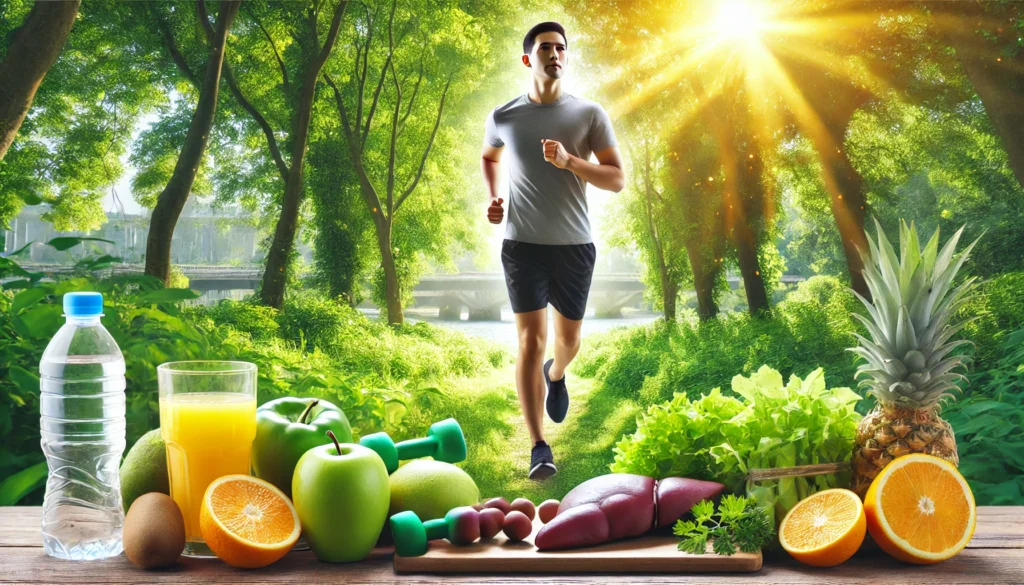 How to Lose Weight with Fatty Liver: Science-Backed Strategies for Liver Health 1 A vibrant image of a fit person jogging in a lush green park, representing the role of regular physical activity in managing fatty liver and promoting weight loss through exercise