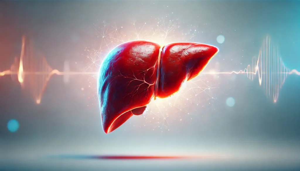 Do You Need a Liver to Survive? Understanding Its Vital Role in Detoxification & Wellness 1 A realistic digital painting of a healthy human liver, glowing in rich red and brown tones, floating in a clean, clinical background with a soft aura. The image emphasizes the liver's vital role in detoxification and wellness