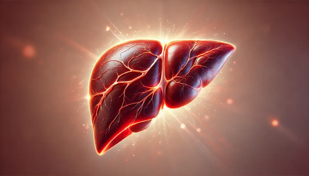 Do You Need a Liver to Survive? Understanding Its Vital Role in Detoxification & Wellness 3 A highly detailed digital painting of a healthy human liver, glowing in deep red and brown hues, set against a soft medical background. The liver appears strong and vibrant, surrounded by a gentle radiant glow to emphasize its crucial role in detoxification and wellness