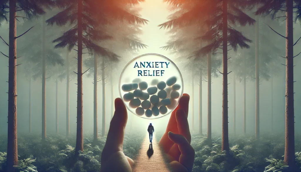 Anxiety Medications Starting with L: What You Should Know About Their Effects and Benefits 2 A symbolic representation of anxiety relief, depicting a person walking along a peaceful, misty forest path with soft light filtering through, signifying the calming effects of medication.