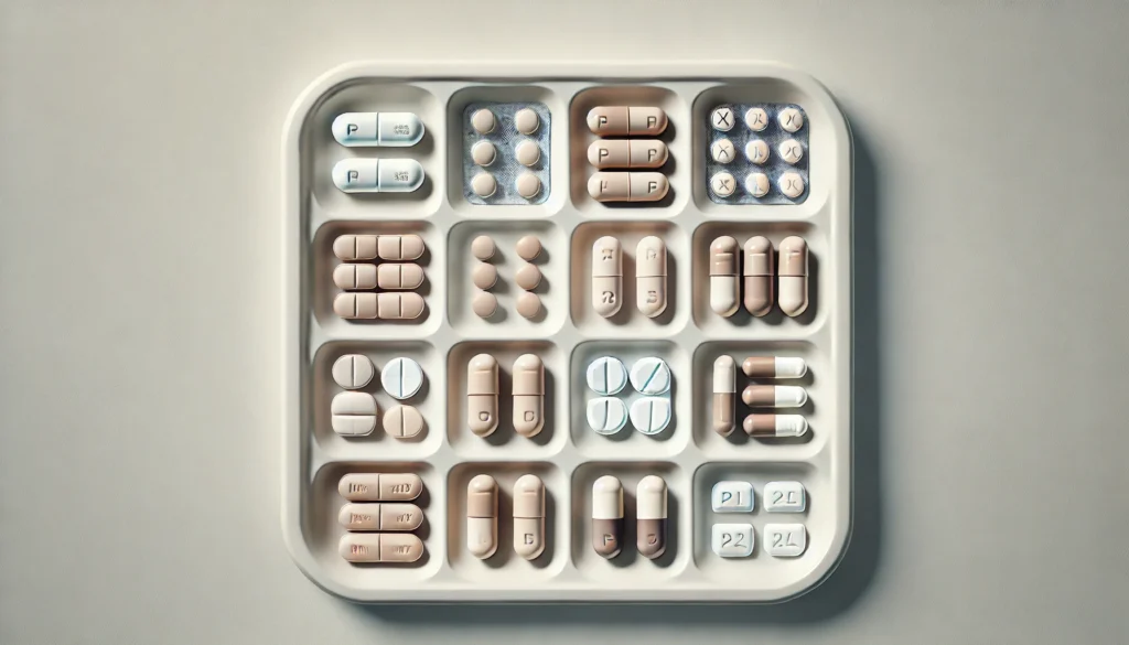 Adderall, Serotonin, and SSRIs: Understanding Interactions and the Best Antidepressants to Pair Safely 2 A clinical flat lay of various capsule pairs arranged on a white tray, emphasizing thoughtful, safe combinations of antidepressant medications.