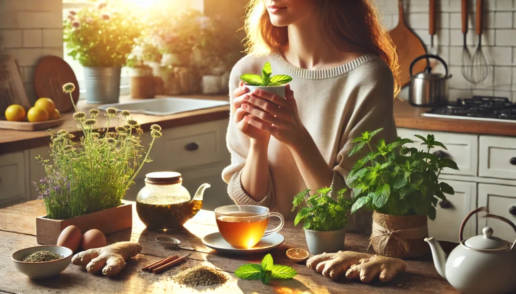 Natural Appetite Support: The Best Over the Counter Appetite Stimulants, Vitamins That Help Appetite, and Non-Prescription Enhancers for Healthy Weight Gain 2 A nutrient-rich smoothie made with chia seeds, spinach, berries, and protein powder, sitting on a kitchen counter with natural ingredients nearby, supporting appetite control naturally.
