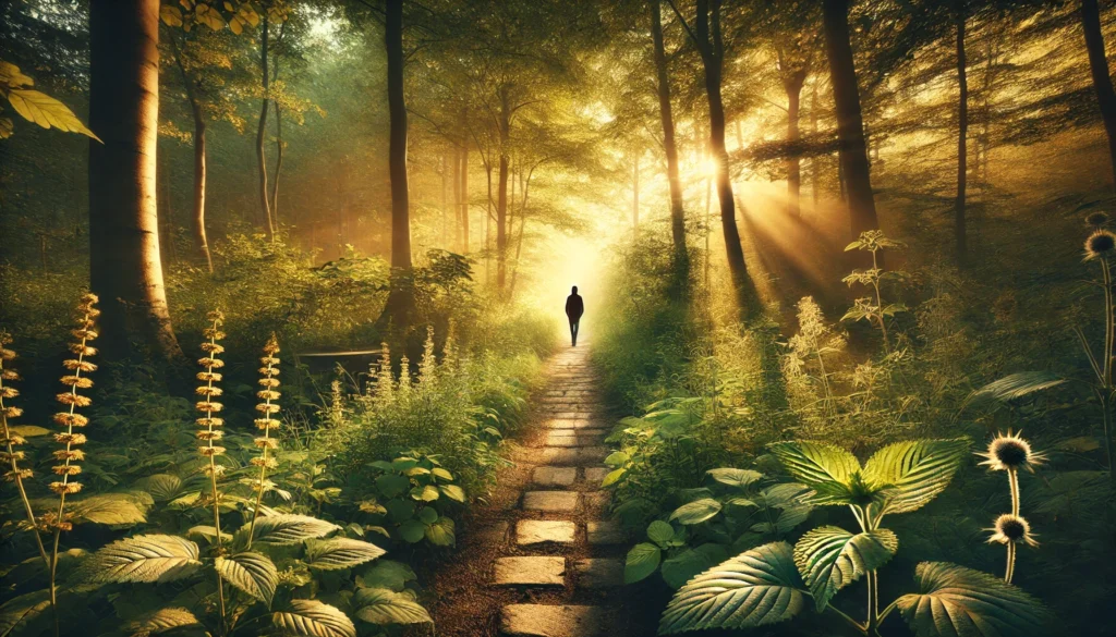 Best Natural Mood Stabilisers for Anxiety: Can Herbal Remedies and Holistic Supplements Help Support Emotional Balance? 3 Flat lay of natural herbal remedies including ashwagandha, St. John's Wort, valerian, and a steaming cup of tea on rustic wood, highlighting holistic approaches to anxiety relief.