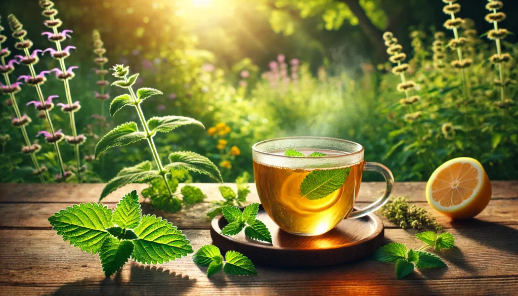 What Tea Is Good for Anxiety? Exploring the Best Herbal Teas to Calm Nerves and Support Mental Wellness Naturally 2 A tranquil image showing a glass teapot and cup of lavender tea on a wooden tray, accompanied by fresh lavender sprigs, with a peaceful, misty background and soft natural lighting.
