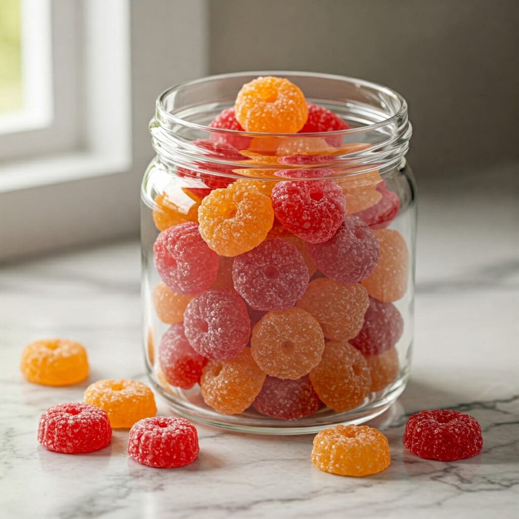 Do Weight Loss Gummies Help You Shed Pounds? Here's What You Need to Know! 1 A glass jar packed with colorful, fruit-flavored weight-loss gummies glistens under soft morning sunlight on a marble counter. The fresh, inviting composition highlights the gummies’ appetizing appeal as a convenient wellness supplement.