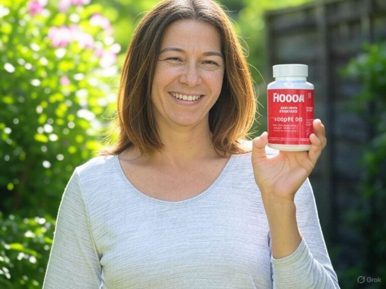 Hand holding hoodia capsules for natural weight loss.