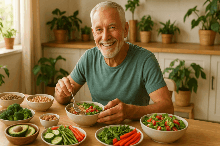 Best Plant-Based Eating Habits for a Healthy Diet in Senior Vegetarian Men: How a Veggie-Heavy Diet Supports Aging Well
