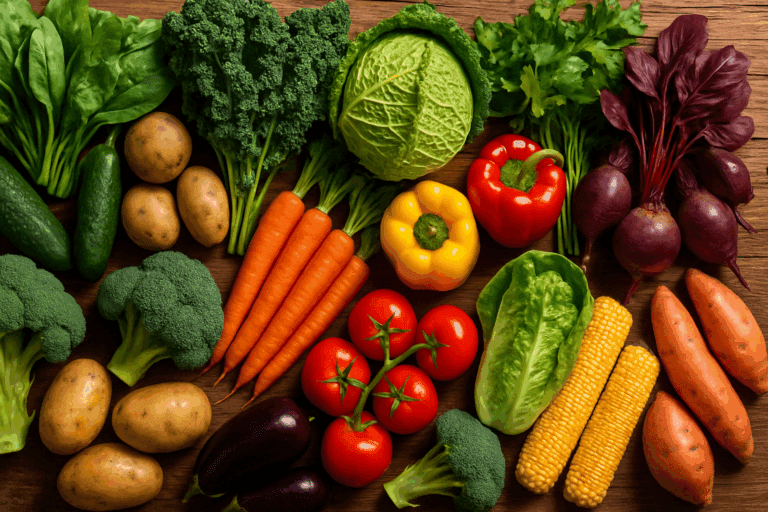 Colorful Mediterranean diet with olive oil meal featuring fresh vegetables, whole grains, cottage cheese, and extra virgin olive oil on a rustic table.