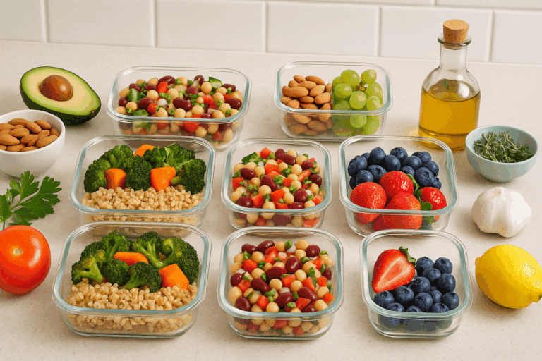 Side-by-side meals illustrating the keto diet vs low carb diet, with high-fat keto foods next to more balanced low carb Mediterranean options.