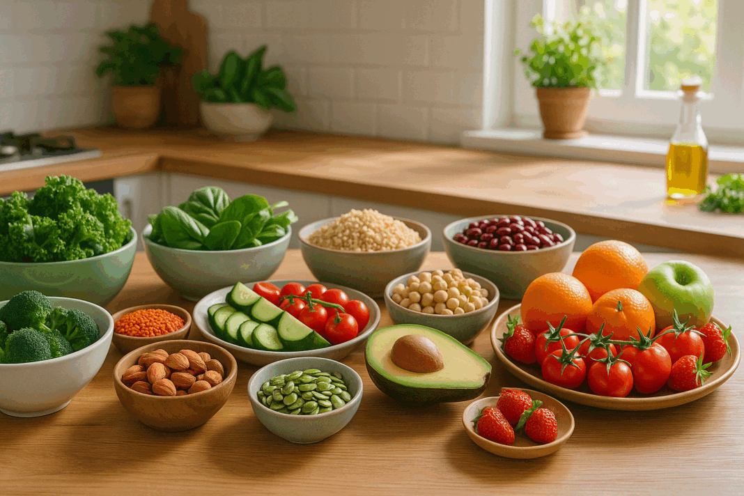 Colorful meal prep featuring tofu, lentils, and vegetables as part of a balanced vegetarian diet plan for weight loss