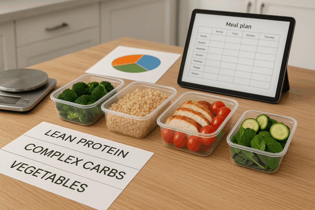 Assorted healthy meals portioned in the best meal prep containers made of BPA-free plastic and glass on a kitchen counter.