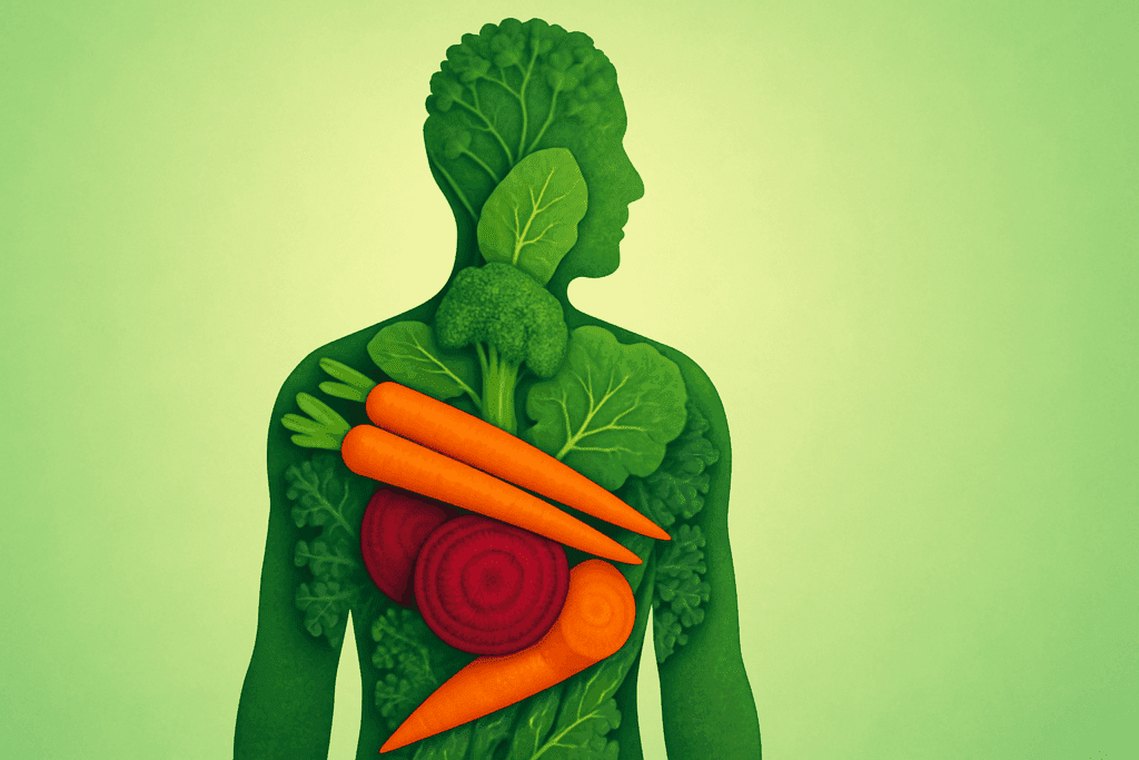 Fresh assortment of colorful produce like carrots, kale, and bell peppers arranged to prepare vegetable based meals