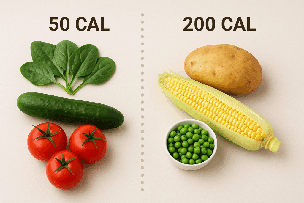 Can Vegetables Make You Fat? What Science Says About Veggies, Calories, and Weight Gain 1 : "Comparison of low-calorie vegetables like spinach and cucumbers versus more calorie-dense starchy vegetables like potatoes and corn, exploring whether vegetables can make you fat based on their caloric density."