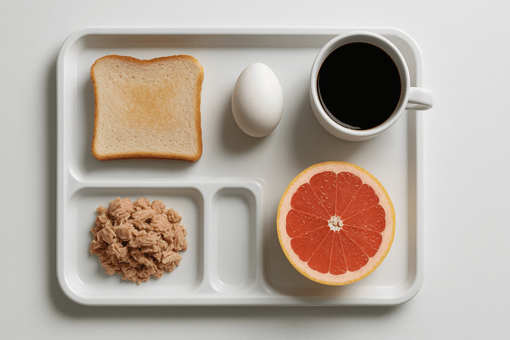 Infographic showing daily calorie breakdown and meal portions on the Kaiser 3 Day Diet plan