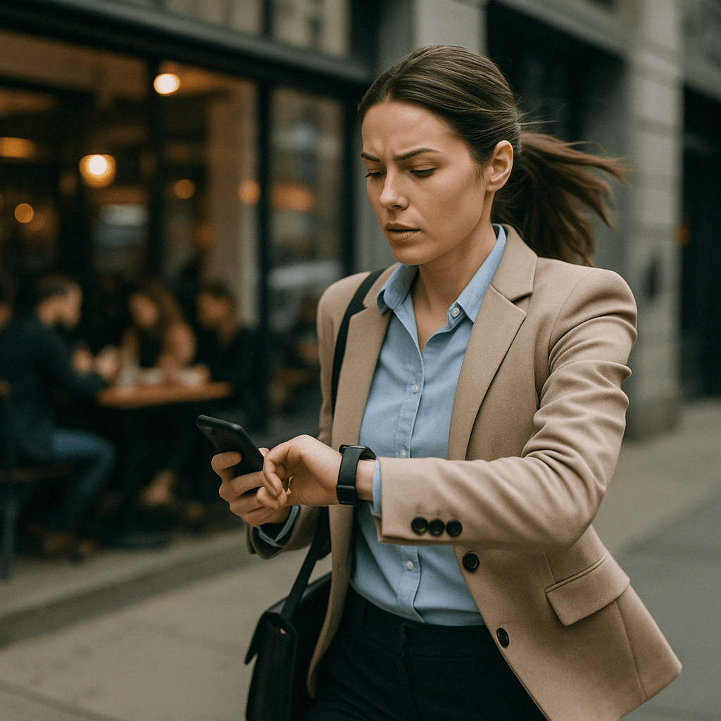 Person skipping breakfast while looking in mirror, questioning: does skipping meals help lose weight