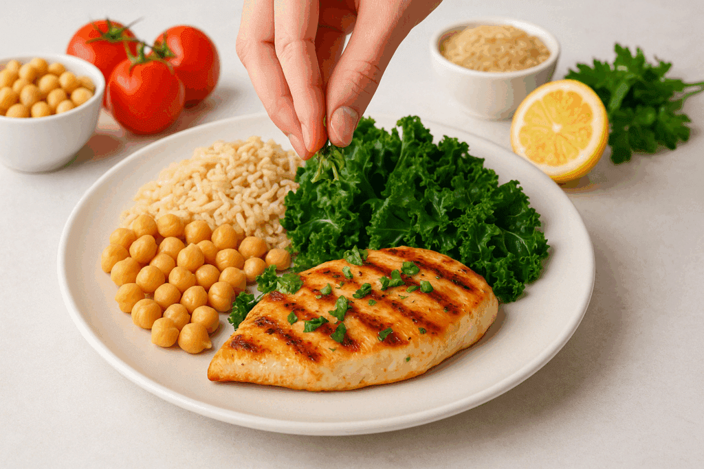 Is a Monthly Meal Subscription Worth It? What to Know About Nutrition, Portion Control, and the Best Meal Kit Deals 2 Balanced dinner plate with grains, greens, and lean protein from a monthly meal subscription service focused on healthy eating.