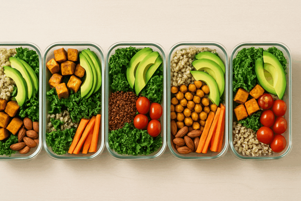 Smart Meal Prep Ideas for Weight Loss: Easy, Nutritious Recipes That Fit Your Busy Lifestyle 2 Healthy meal prep station with portioned ingredients and labeled containers reflecting smart meal prep ideas for weight loss.