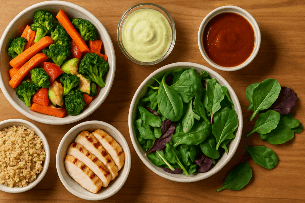 Person enjoying a nutritious solo meal at a small table with balanced food portions, reflecting the benefits of mindful meal planning for one.