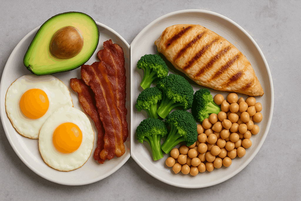 Easy low calorie meal prep shown with protein-rich foods like tofu, lentils, and fresh greens in reusable glass containers
