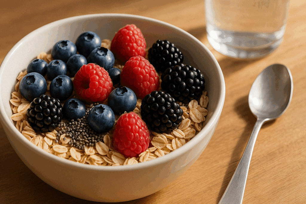 What I Ate Every Day to Lose Weight: A Whole-Food, Plant-Based Approach Backed by Science 2 "Colorful breakfast bowl with oats, berries, and nuts representing What I Ate Every Day to Lose Weight."