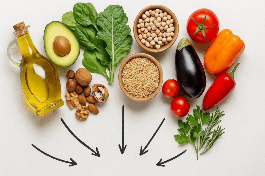 What Is the Mediterranean Ritual for Weight Loss? A Science-Backed Look at the Mediterranean Ritual Diet Plan and Medi Eats Diet Reviews 2 People sharing a Mediterranean meal with whole foods like hummus, legumes, and grains, showing what is the Mediterranean ritual for weight loss in daily life