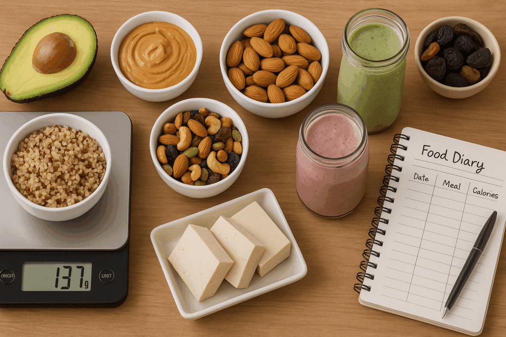 Vegan Athlete Diet Meal Plan for Peak Performance and Recovery 2 High-calorie whole foods like avocado, nuts, and dried fruit displayed to support a vegan athlete diet meal plan.