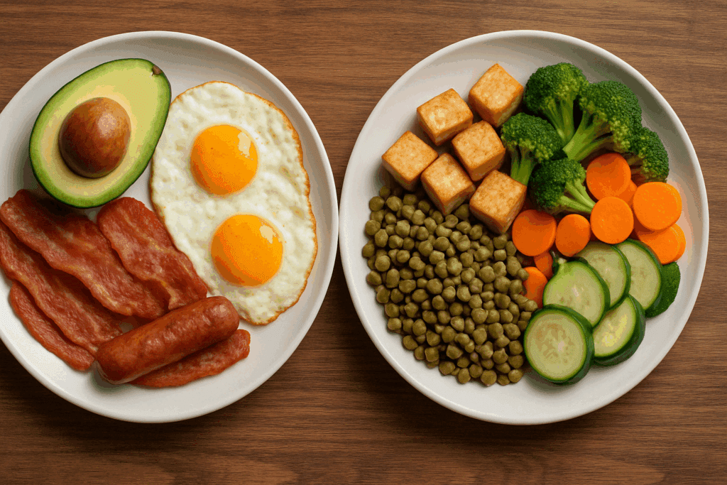 High protein plant-based meal with quinoa, black beans, and roasted vegetables showcasing easy high protein meals for muscle gain