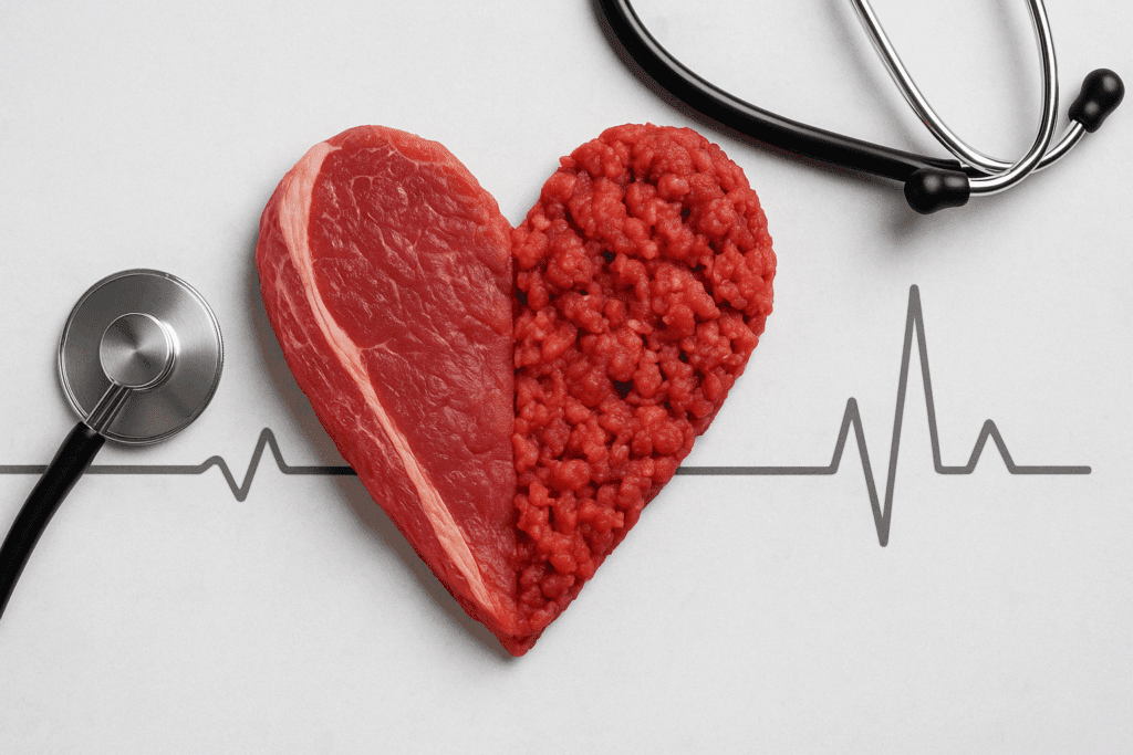 Is a Meat Diet Healthy? What Science Says About Carnivore Diet Side Effects, Heart Health, and Long-Term Risks 3 Meal prep scene with only beef, eggs, and liver on the counter, prompting the question is a meat diet healthy and balanced.
